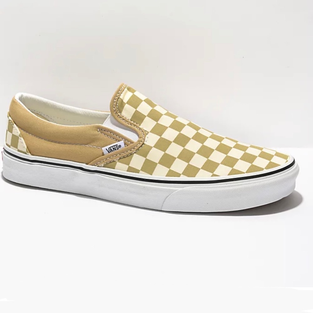 Vans slip on checkerboard taupe sneaker shoes men 10